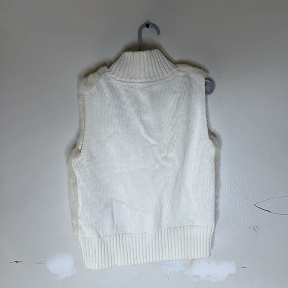 Gap Kids Cream Faux Fur Acrylic Blend Zip Front Fashion Vest Size Medium - Picture 5 of 5